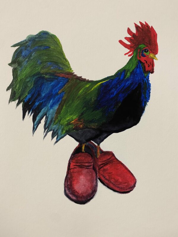 rooster in reds